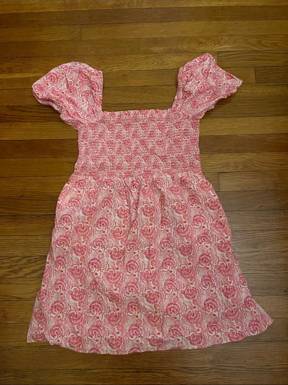 J. Crew Pink Paisley Smocked Sundress with Puff Sleeves
